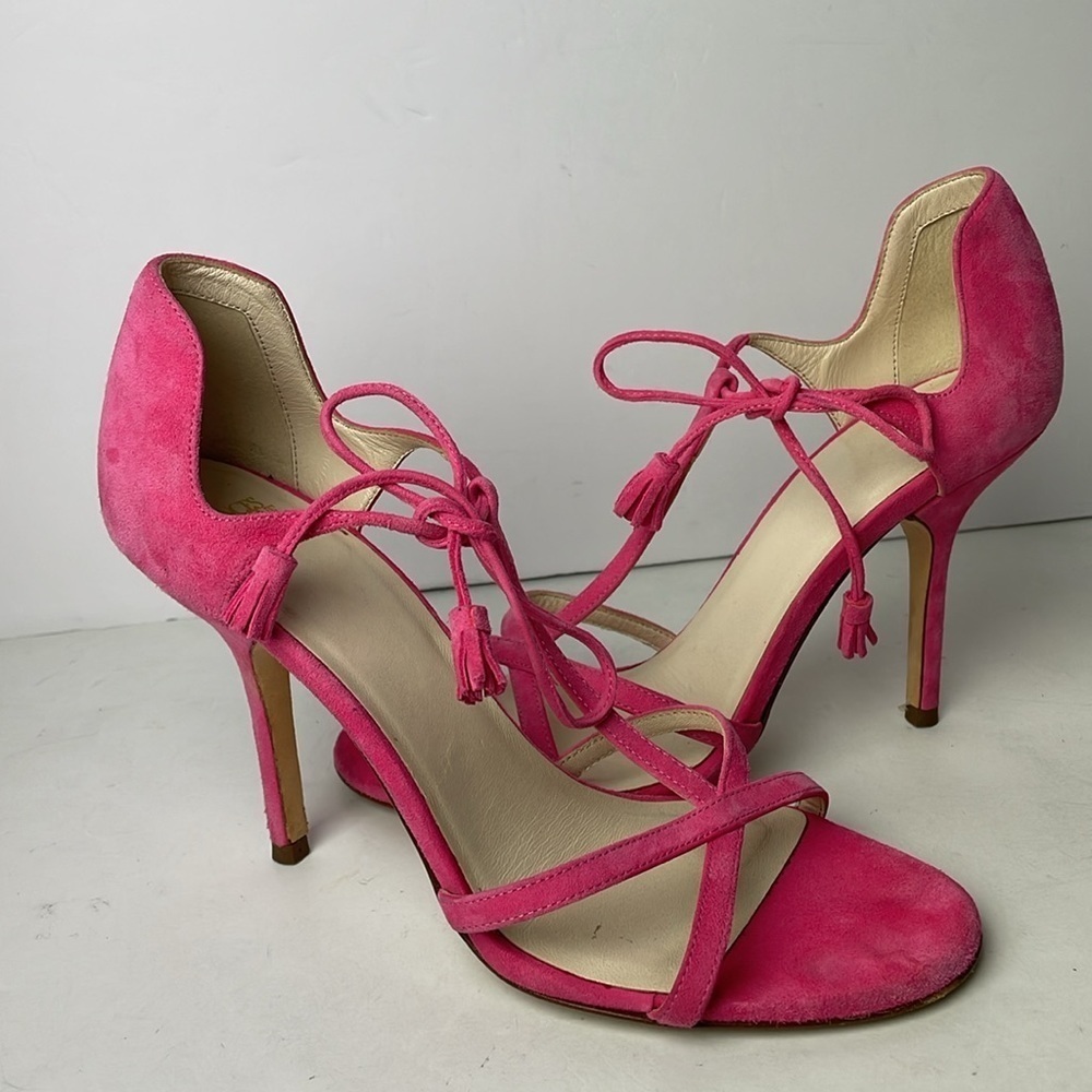 Frances Valentine Pink Suede Heels 7.5